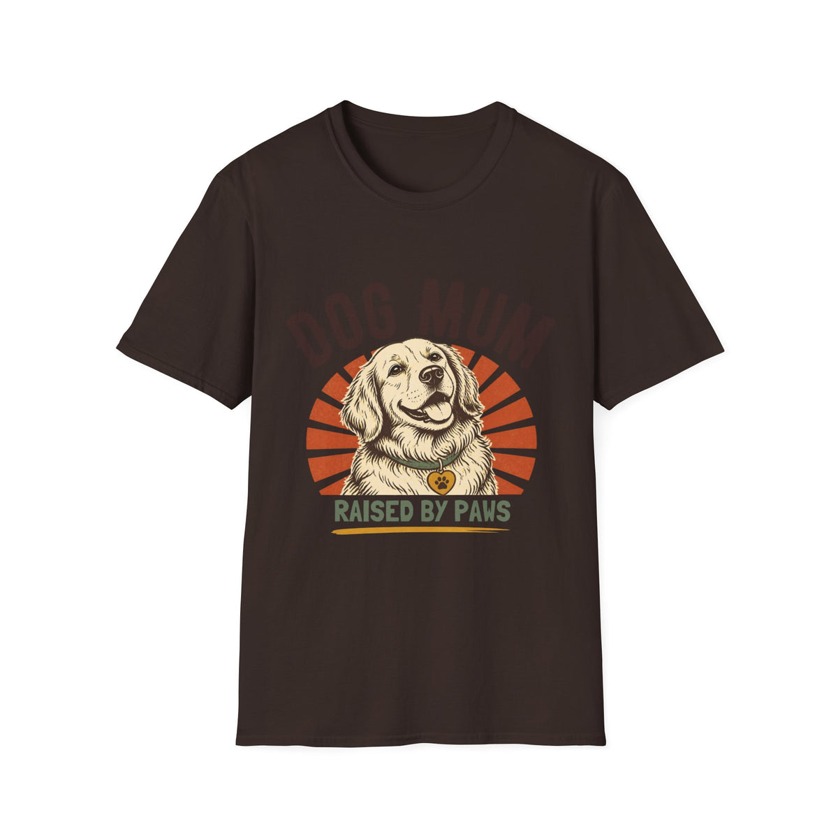 Dog Mum Raised By Paws T-Shirt | Golden Retriever Retro