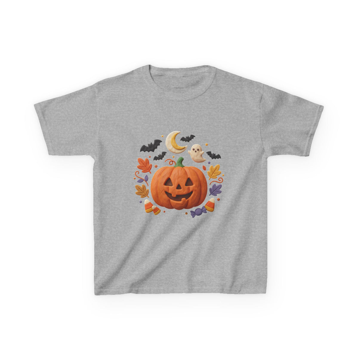 Jack-o'-Lantern Pumpkin Kids Tee | Halloween Ghosts, Bats, Moon, Autumn Leaves