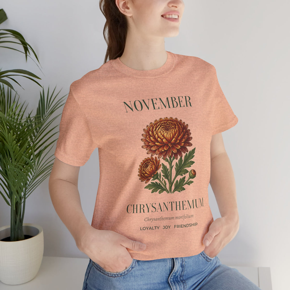 November Birth Flower Tee | Chrysanthemum Celestial Design | Birthday Gift