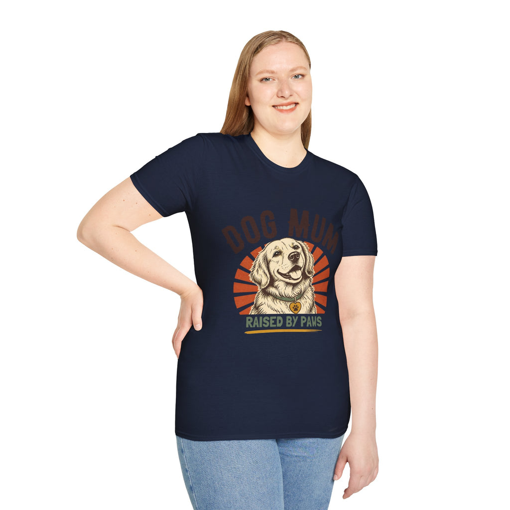Dog Mum Raised By Paws T-Shirt | Golden Retriever Retro