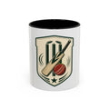 Cricket Crest Accent Mug — Vintage Bat & Ball Coffee Cup (11/15oz)