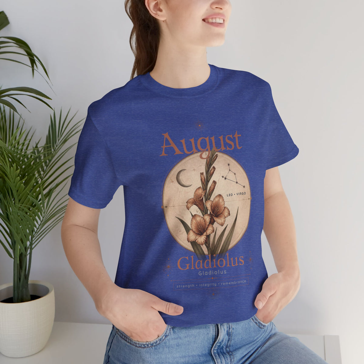 August Birth Flower Gladiolus Floral Tee
