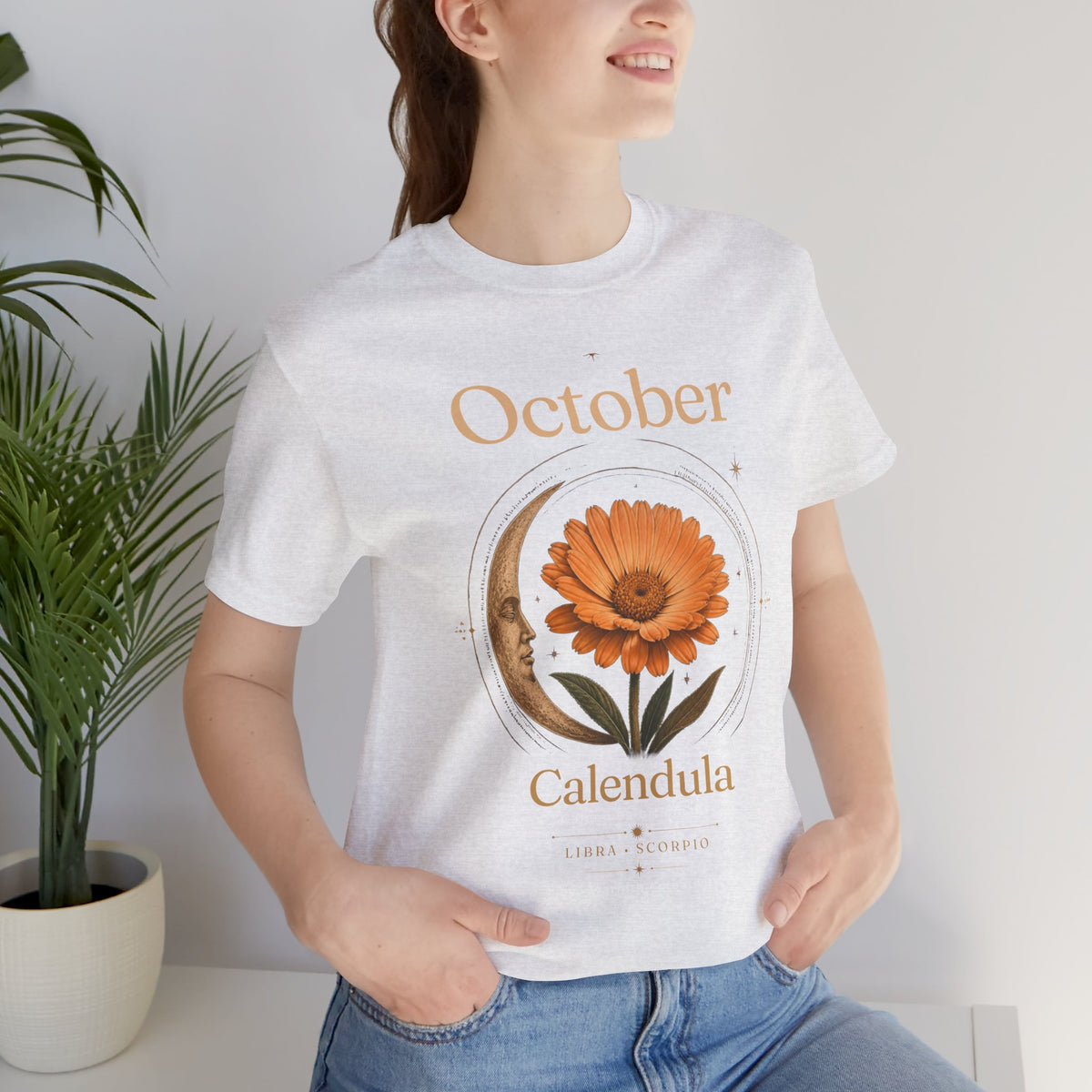 October Birth Flower Calendula T‑Shirt – Floral Birth Month Tee