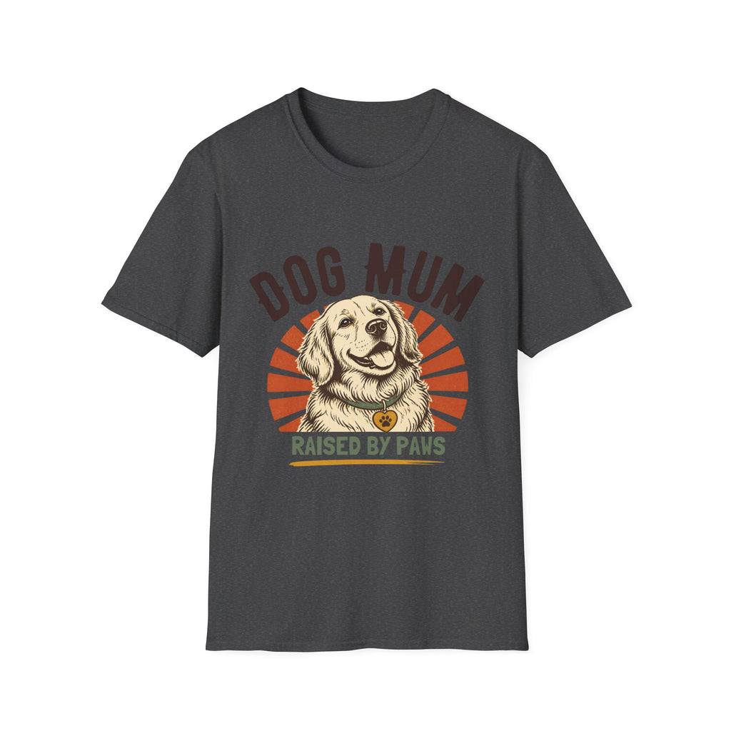 Dog Mum Raised By Paws T-Shirt | Golden Retriever Retro
