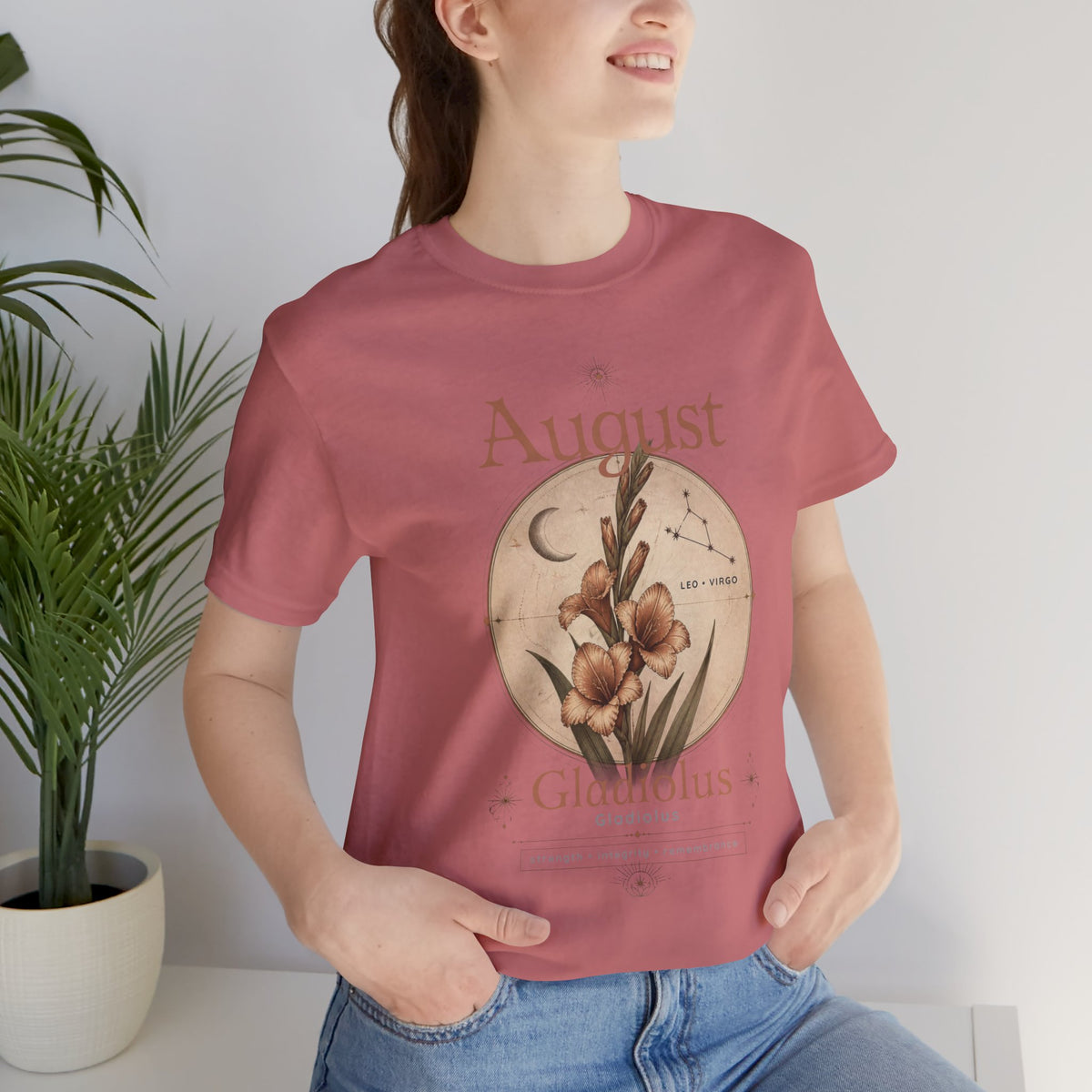 August Birth Flower Gladiolus Floral Tee