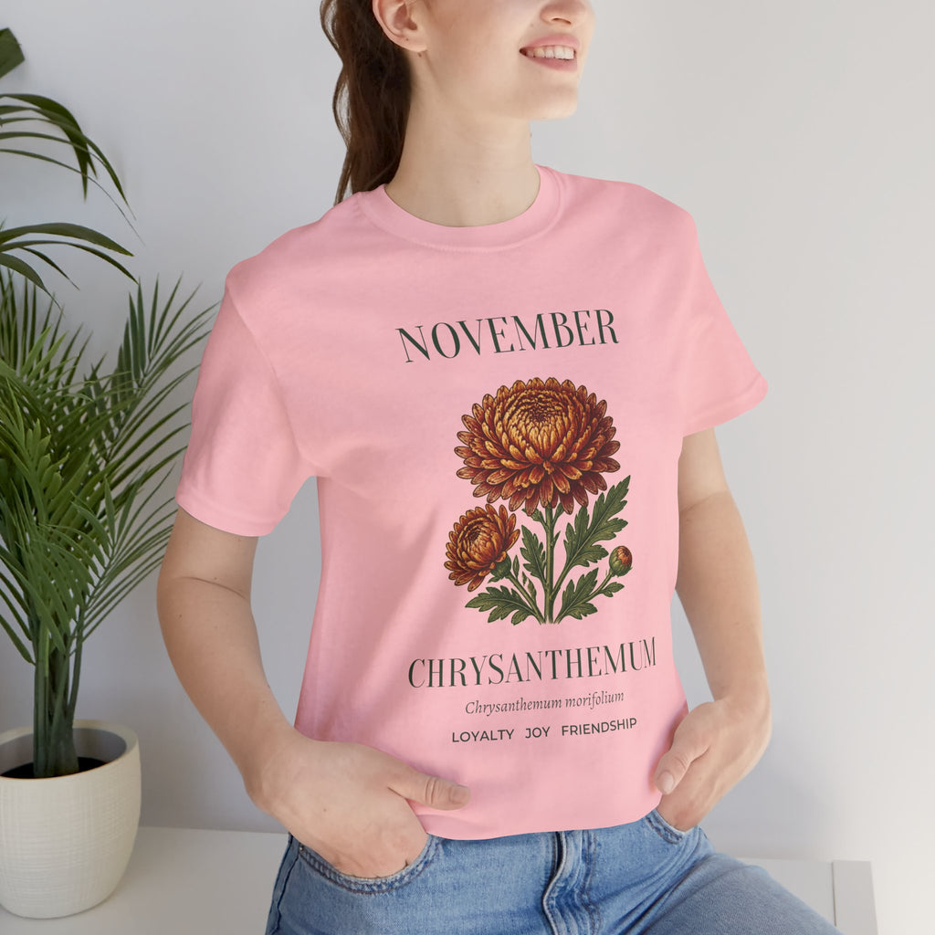 November Birth Flower Tee | Chrysanthemum Celestial Design | Birthday Gift