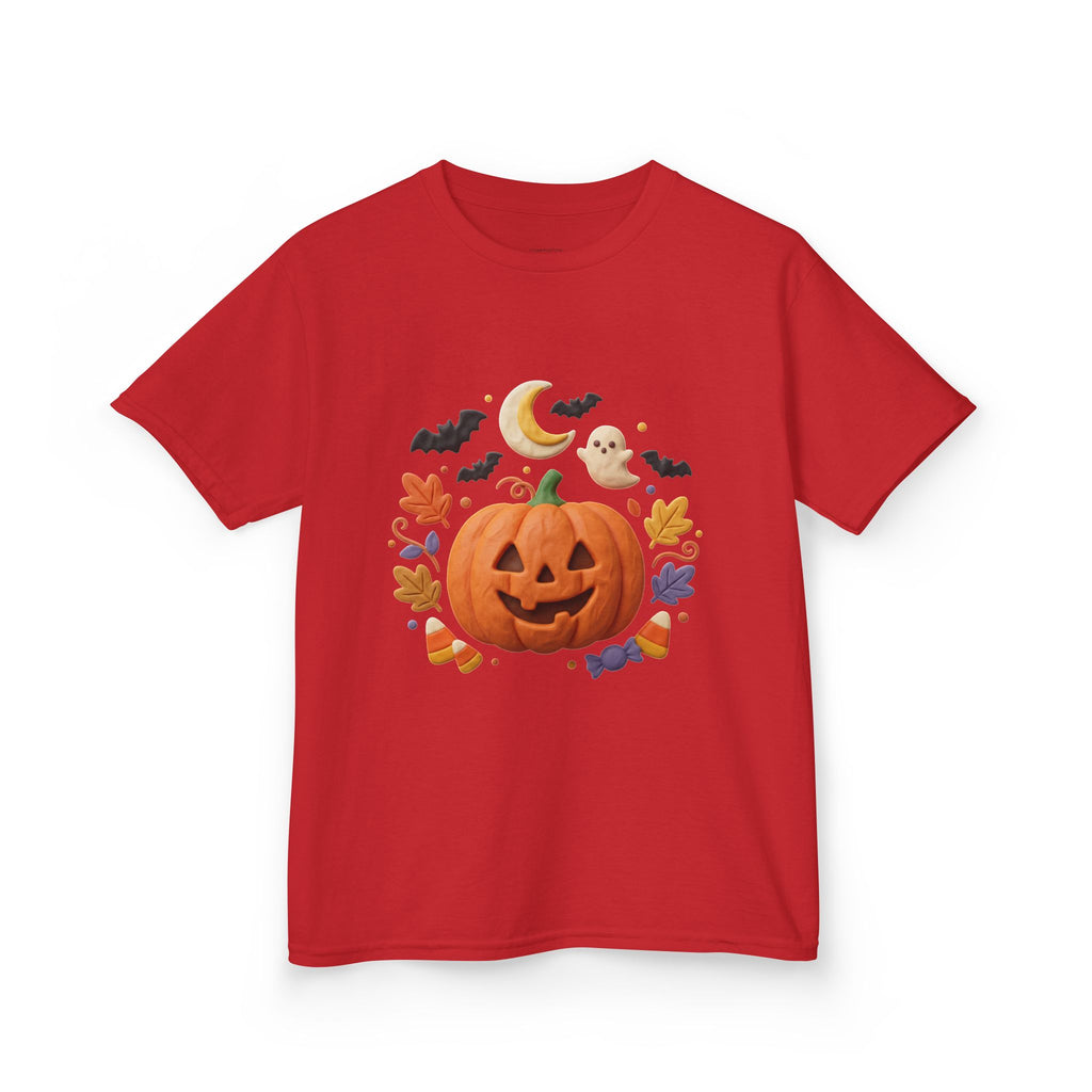 Jack-o'-Lantern Pumpkin Kids Tee | Halloween Ghosts, Bats, Moon, Autumn Leaves