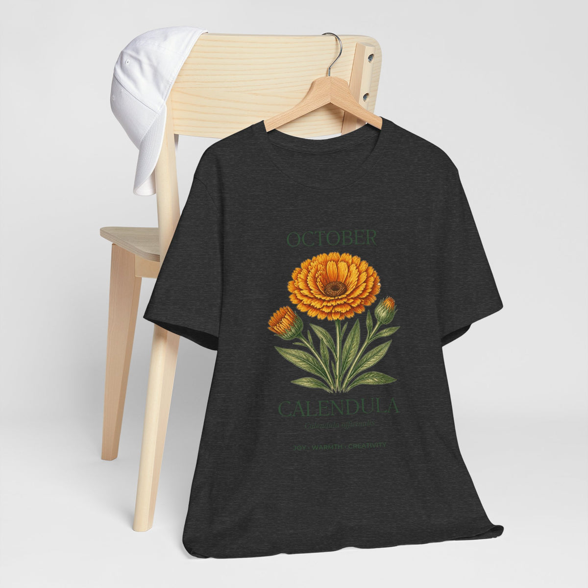 October Birth Flower Tee | Marigold & Cosmos Celestial Design | Birthday Gift