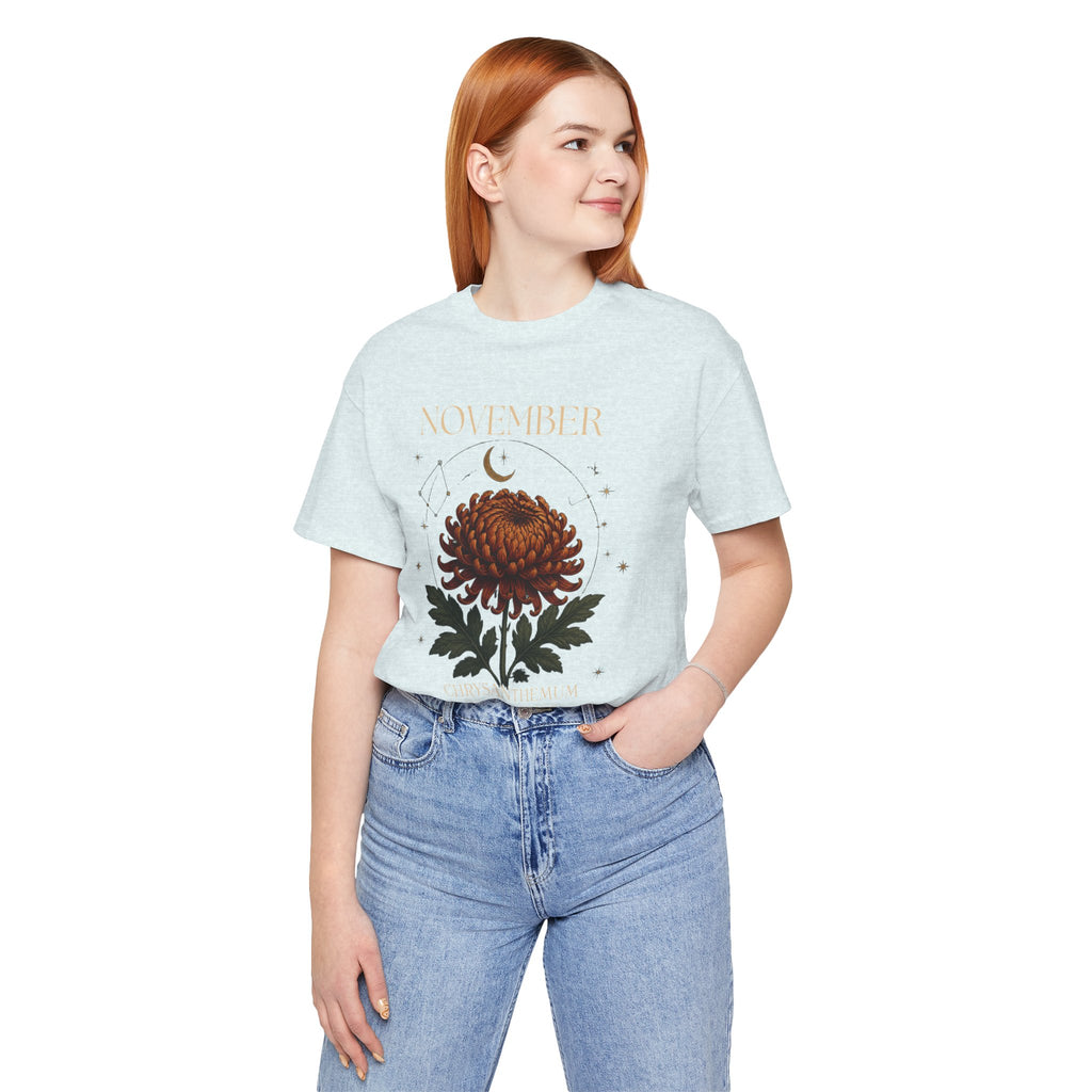 November Birth Flower Chrysanthemum Tee — Floral Birth Month T-Shirt