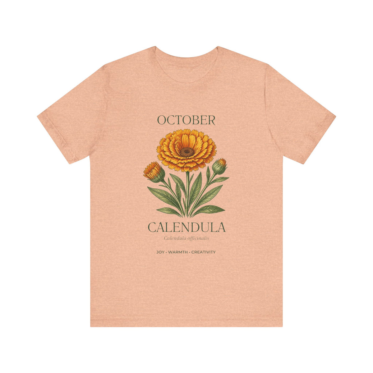 October Birth Flower Tee | Marigold & Cosmos Celestial Design | Birthday Gift