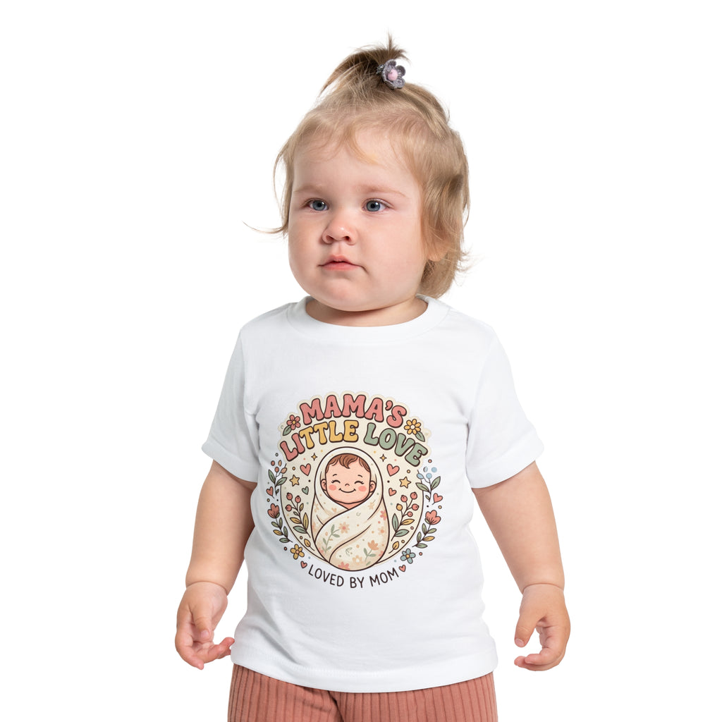 Mama's Little Love baby short sleeve t-shirt | Loved by Mom, floral swaddle design