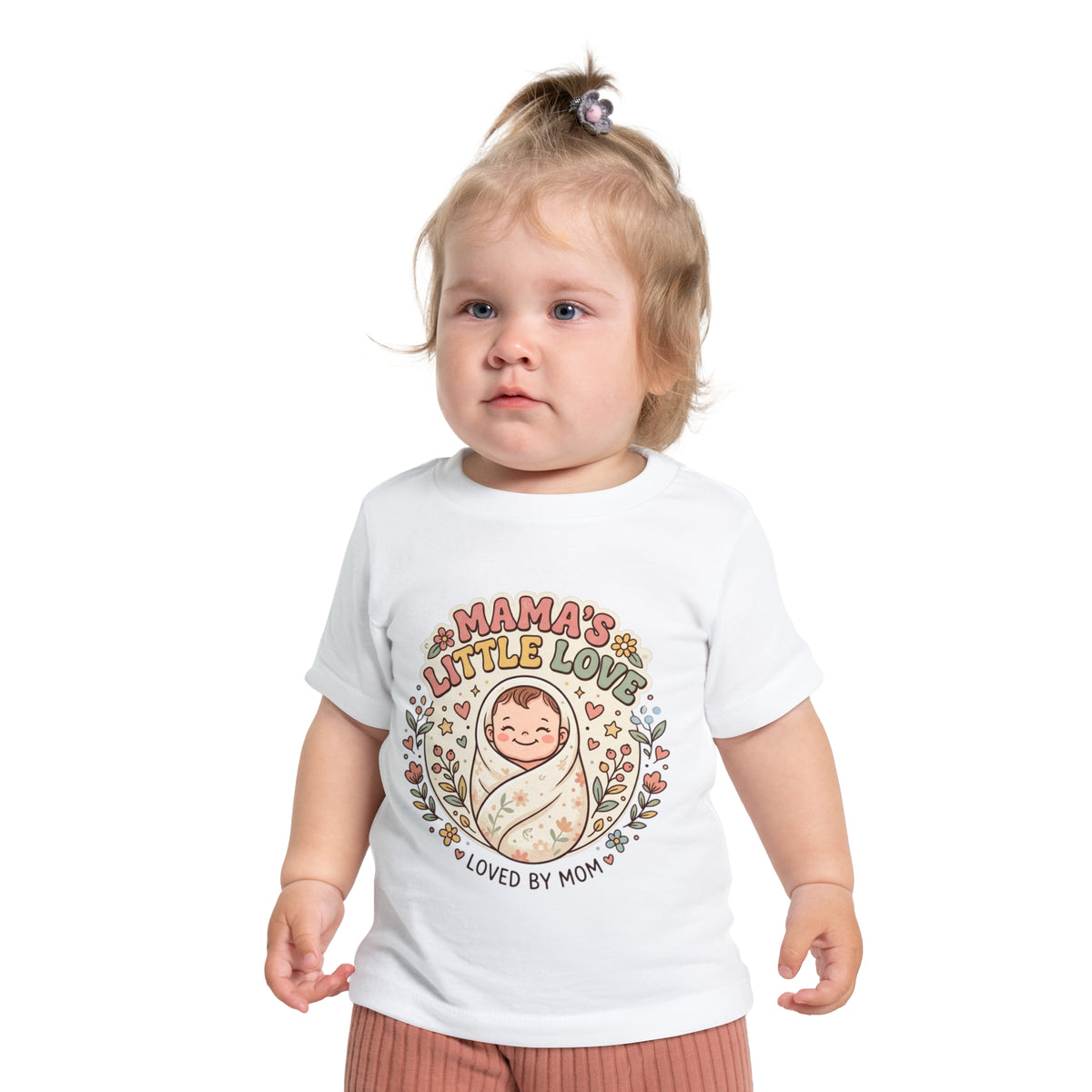 Mama's Little Love baby short sleeve t-shirt | Loved by Mom, floral swaddle design