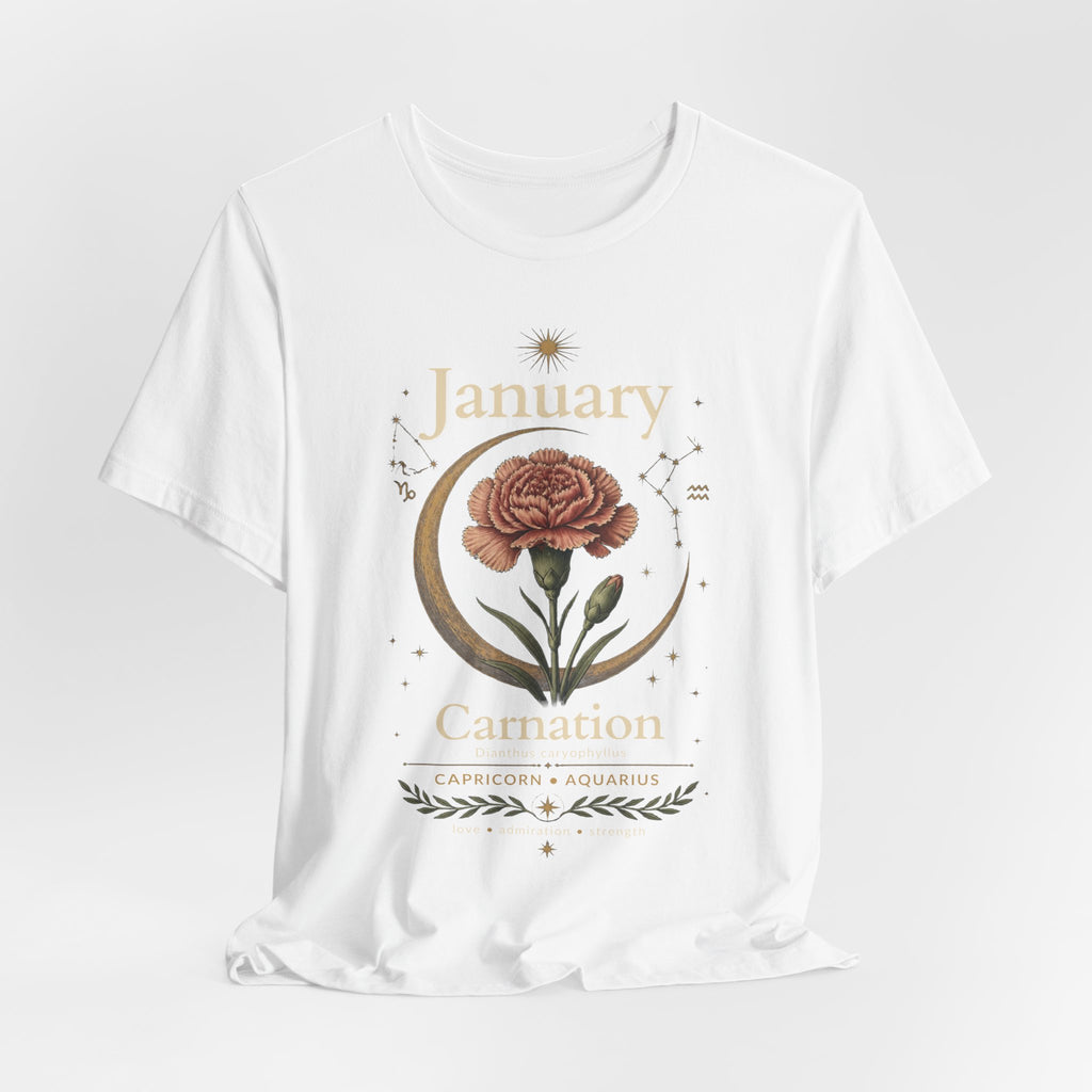 January Birth Flower - Carnation T-Shirt — Birth Month Flower Tee