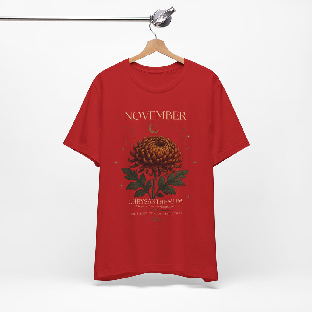 November Birth Flower Chrysanthemum Tee — Floral Birth Month T-Shirt
