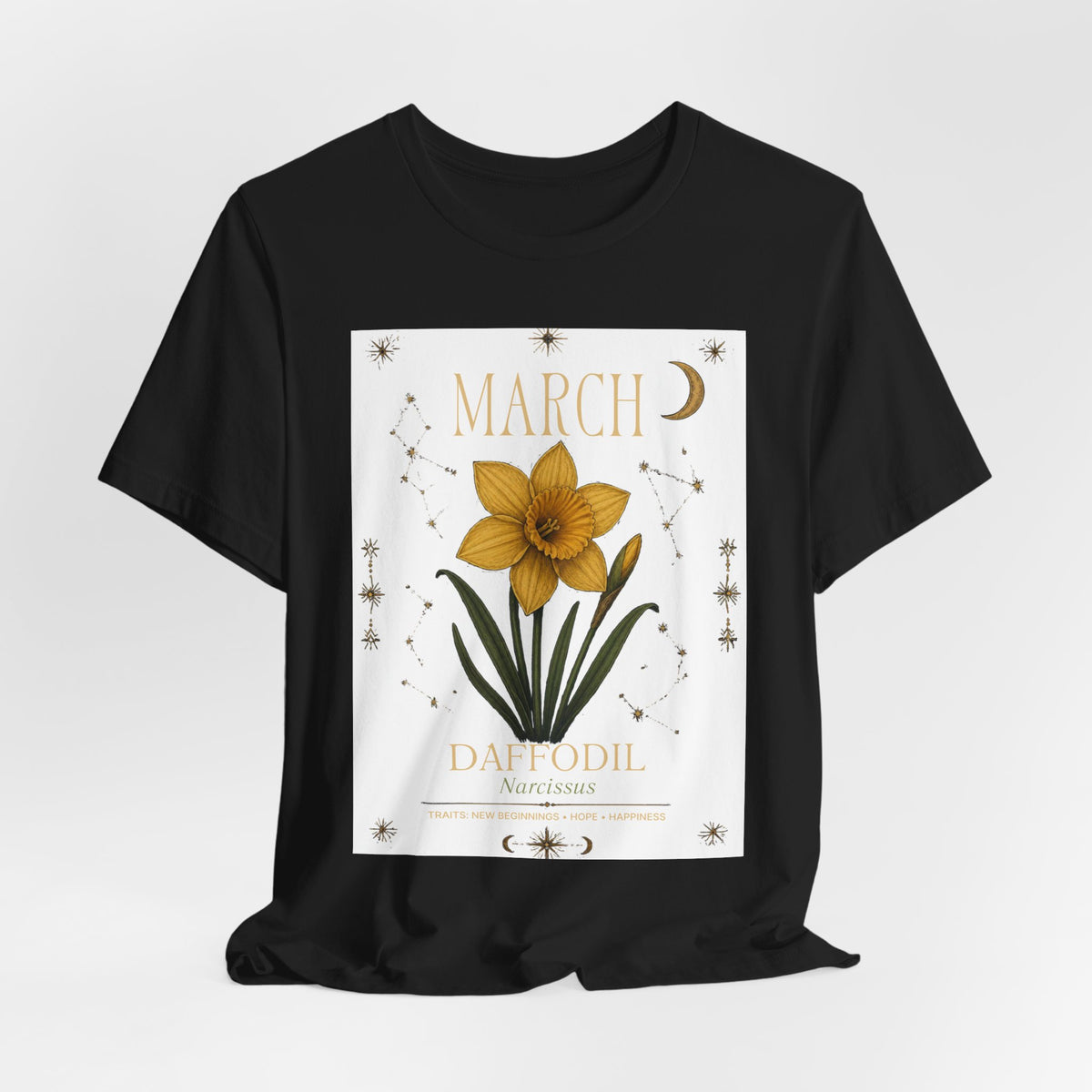 March Zodiac/Celestial aesthetics with birth flower — Birth Month Flower Tee