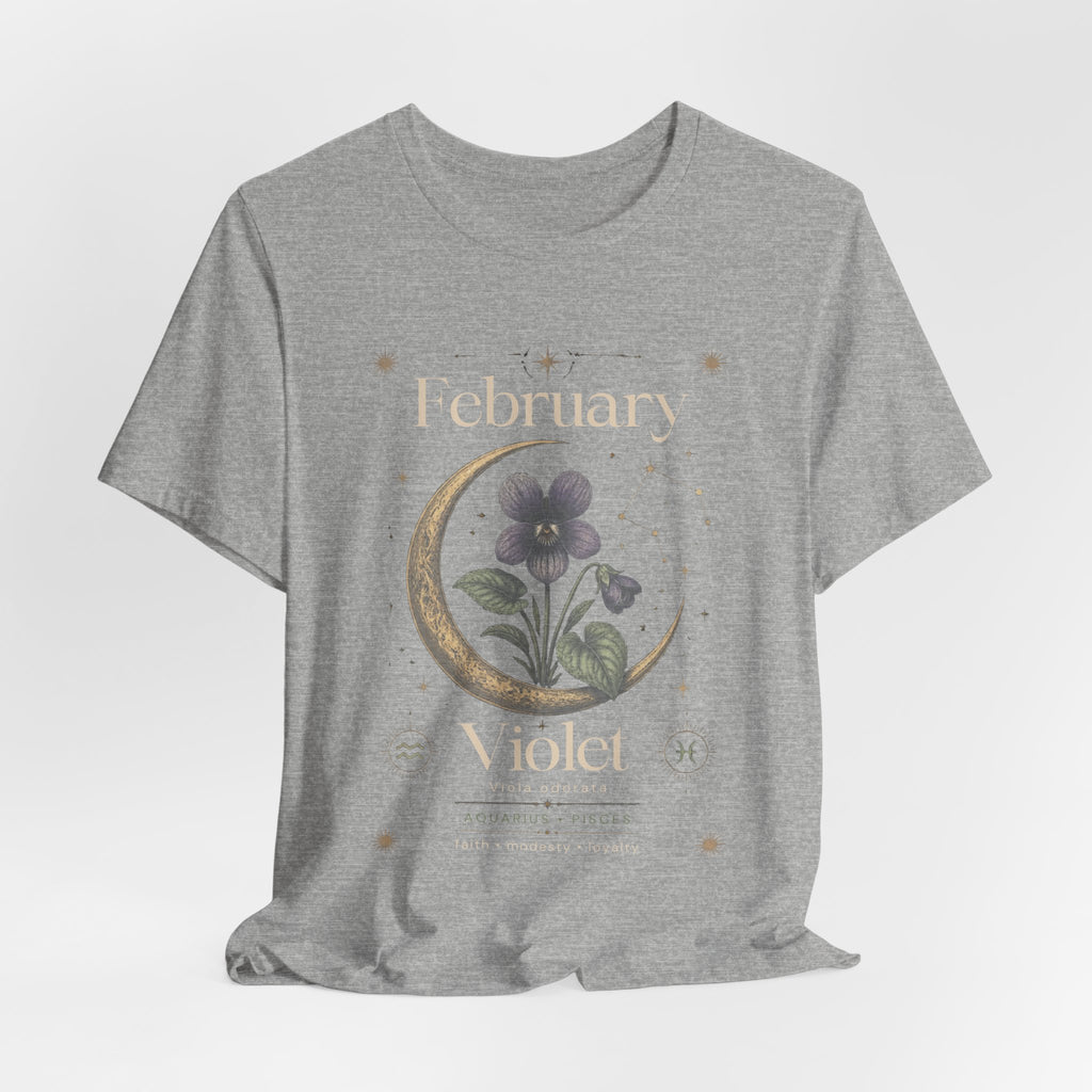 February Birth Flower Tee | Violet Botanical Design | Birthday Gift