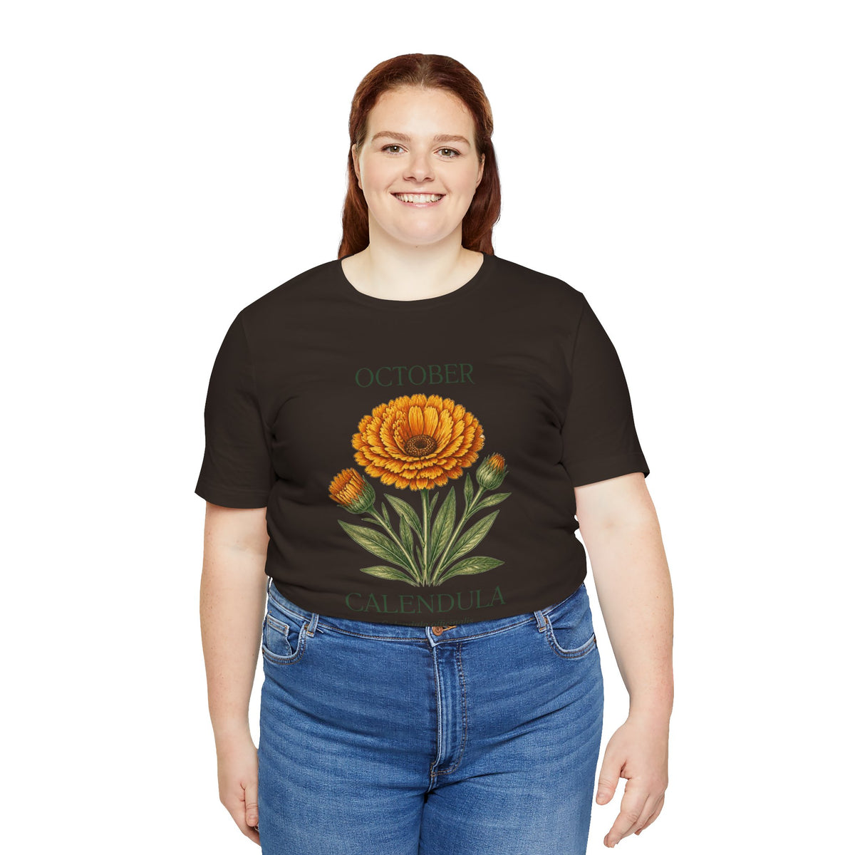 October Birth Flower Tee | Marigold & Cosmos Celestial Design | Birthday Gift