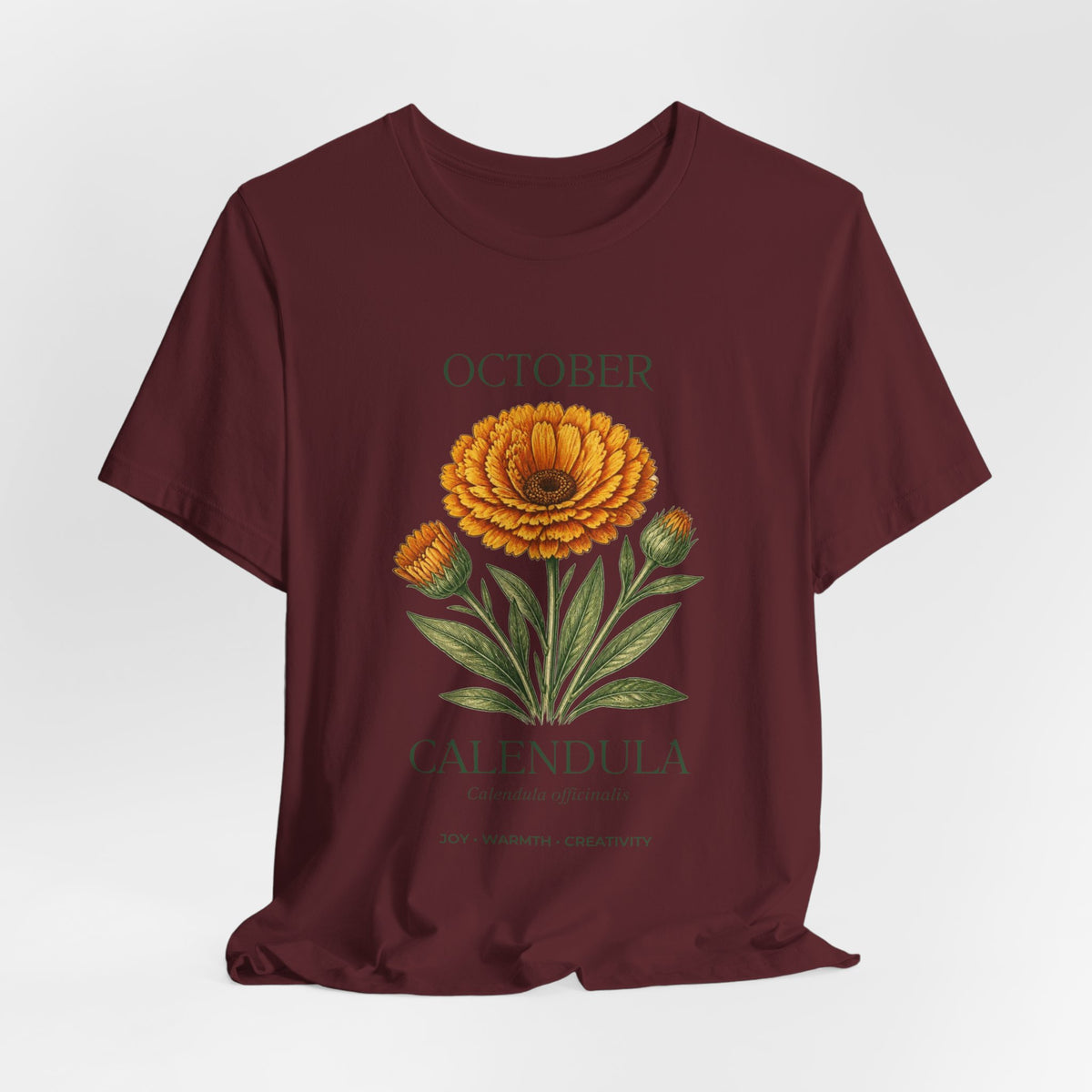 October Birth Flower Tee | Marigold & Cosmos Celestial Design | Birthday Gift