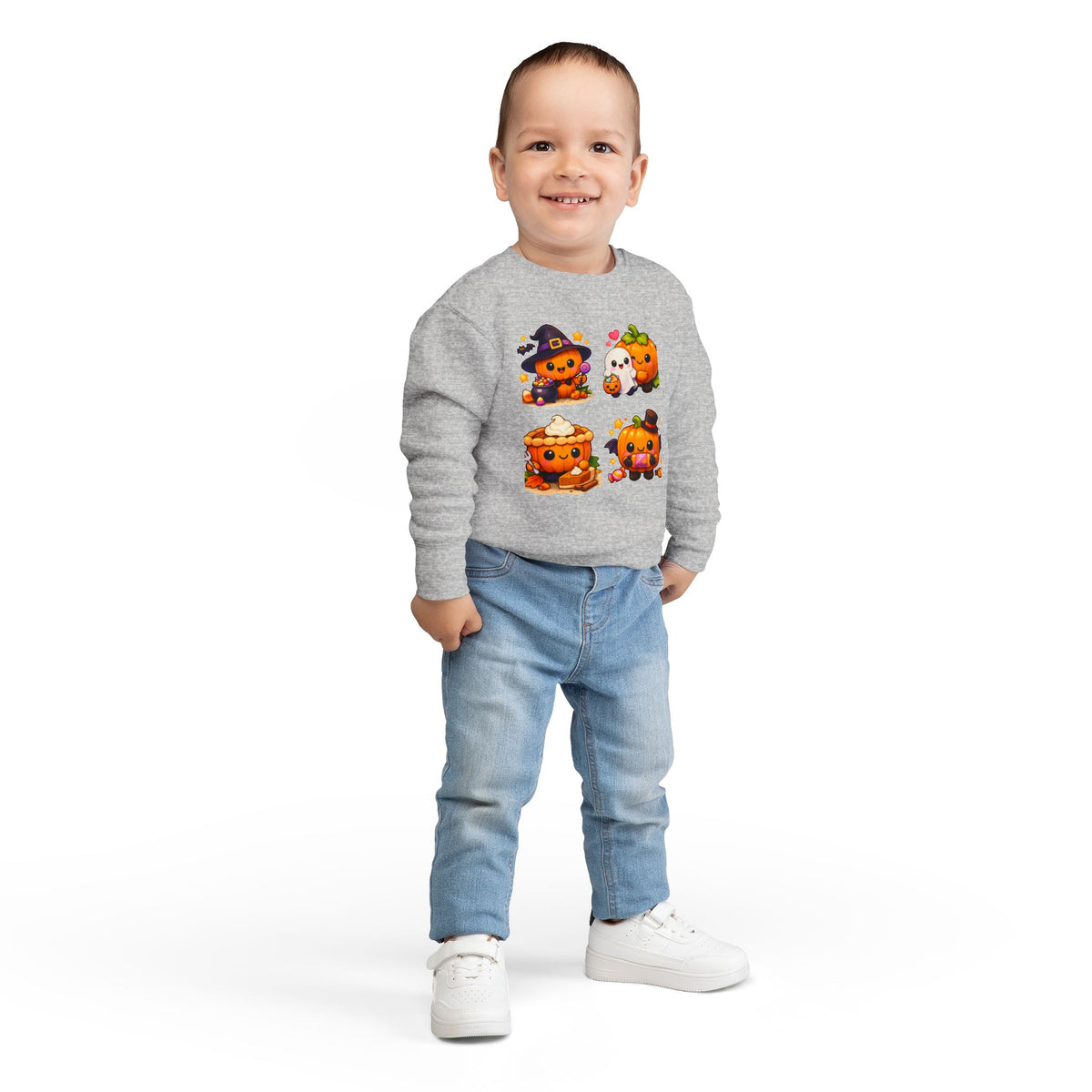 Cute Halloween Pumpkin Characters Toddler Sweatshirt | Kids Pullover