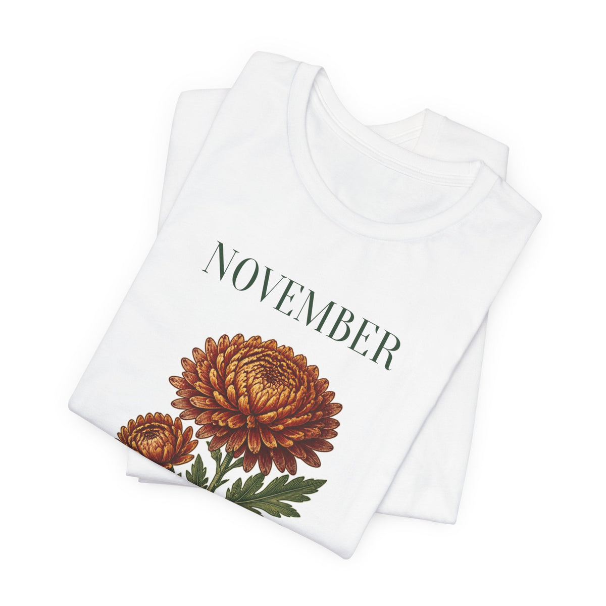 November Birth Flower Tee | Chrysanthemum Celestial Design | Birthday Gift