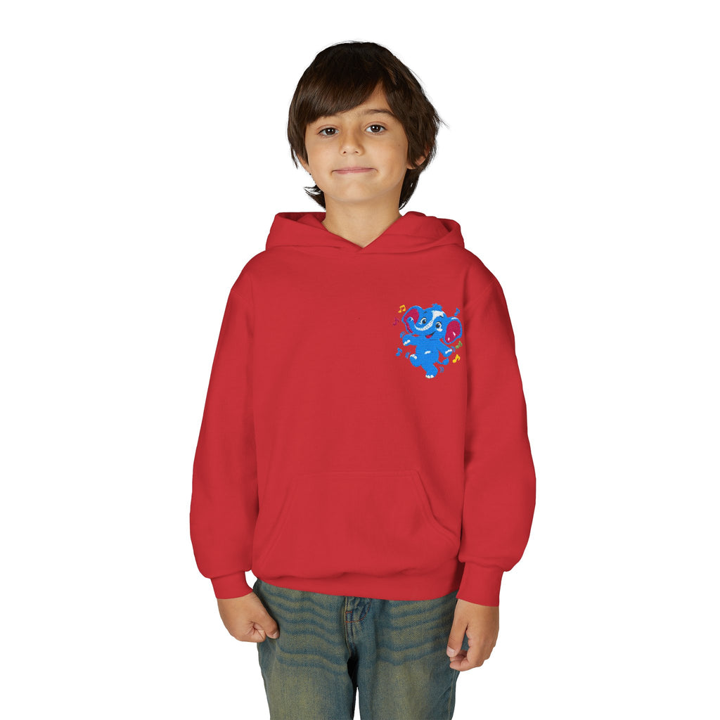 Kids Patriotic Elephant Hoodie – Blue Red USA Spirit Youth Sweatshirt