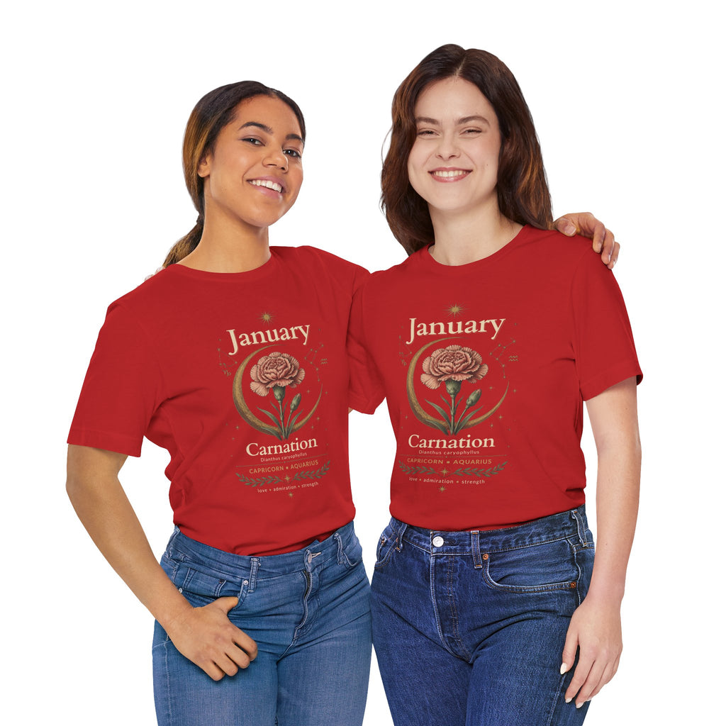 January Birth Flower - Carnation T-Shirt — Birth Month Flower Tee