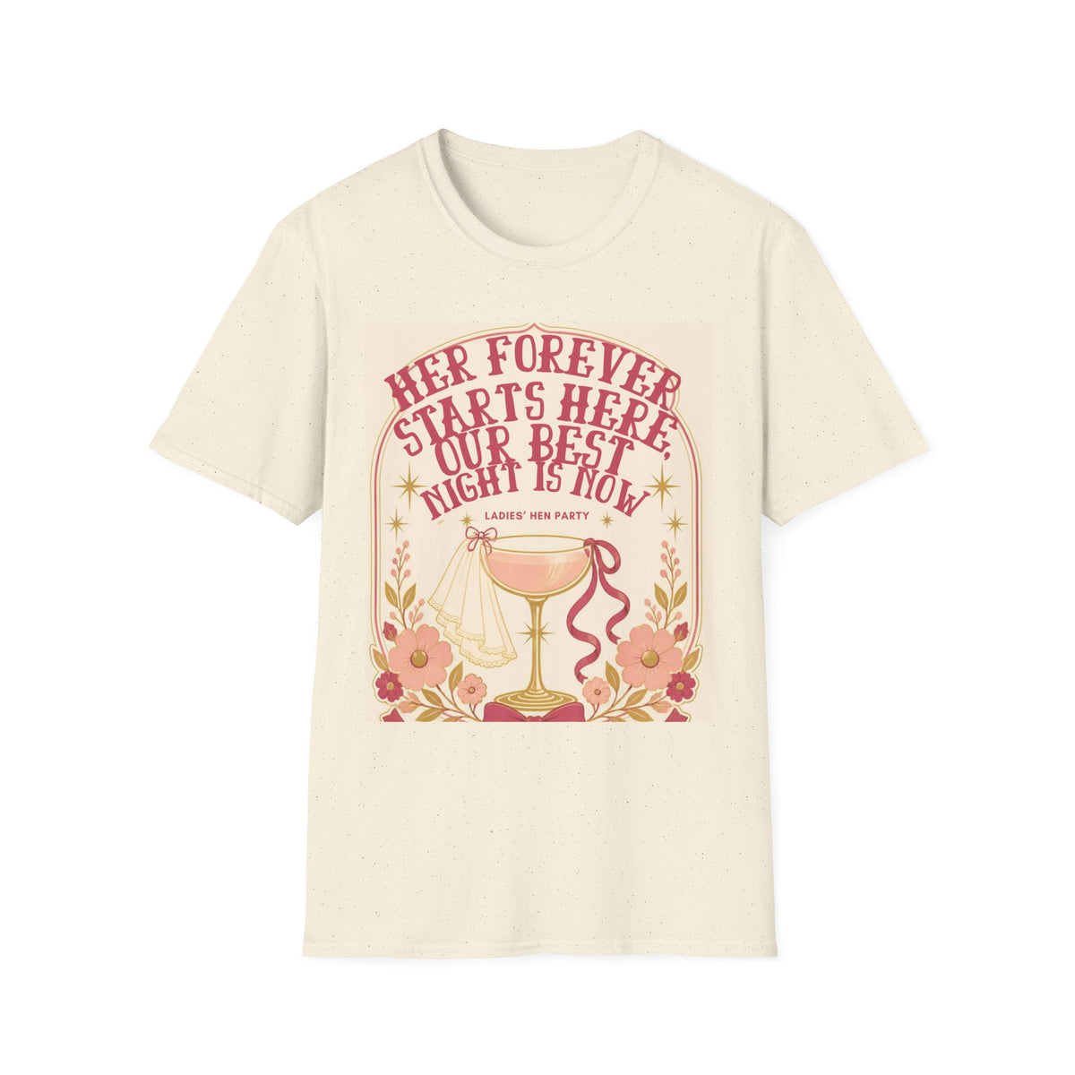 Her Forever Starts Here Champagne Glass T-Shirt | Bachelorette Party Tee