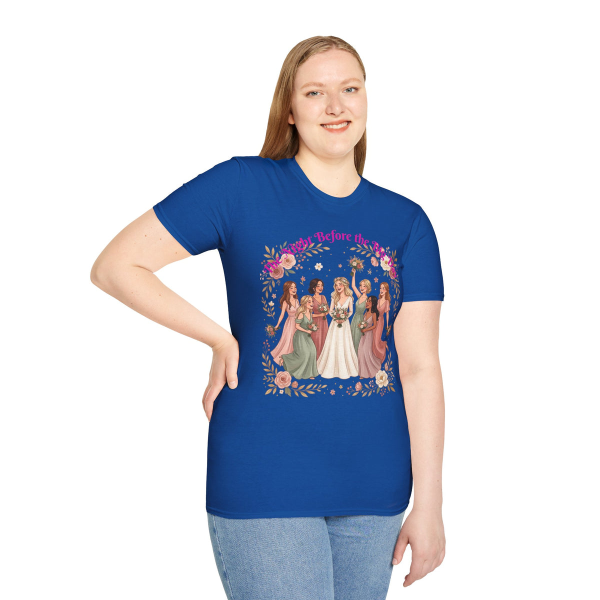Bride and Bridesmaids Illustration T-Shirt | Floral Wedding Bridal Party Design