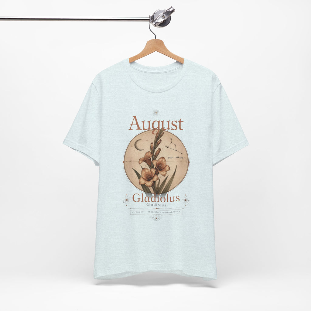 August Birth Flower Gladiolus Floral Tee