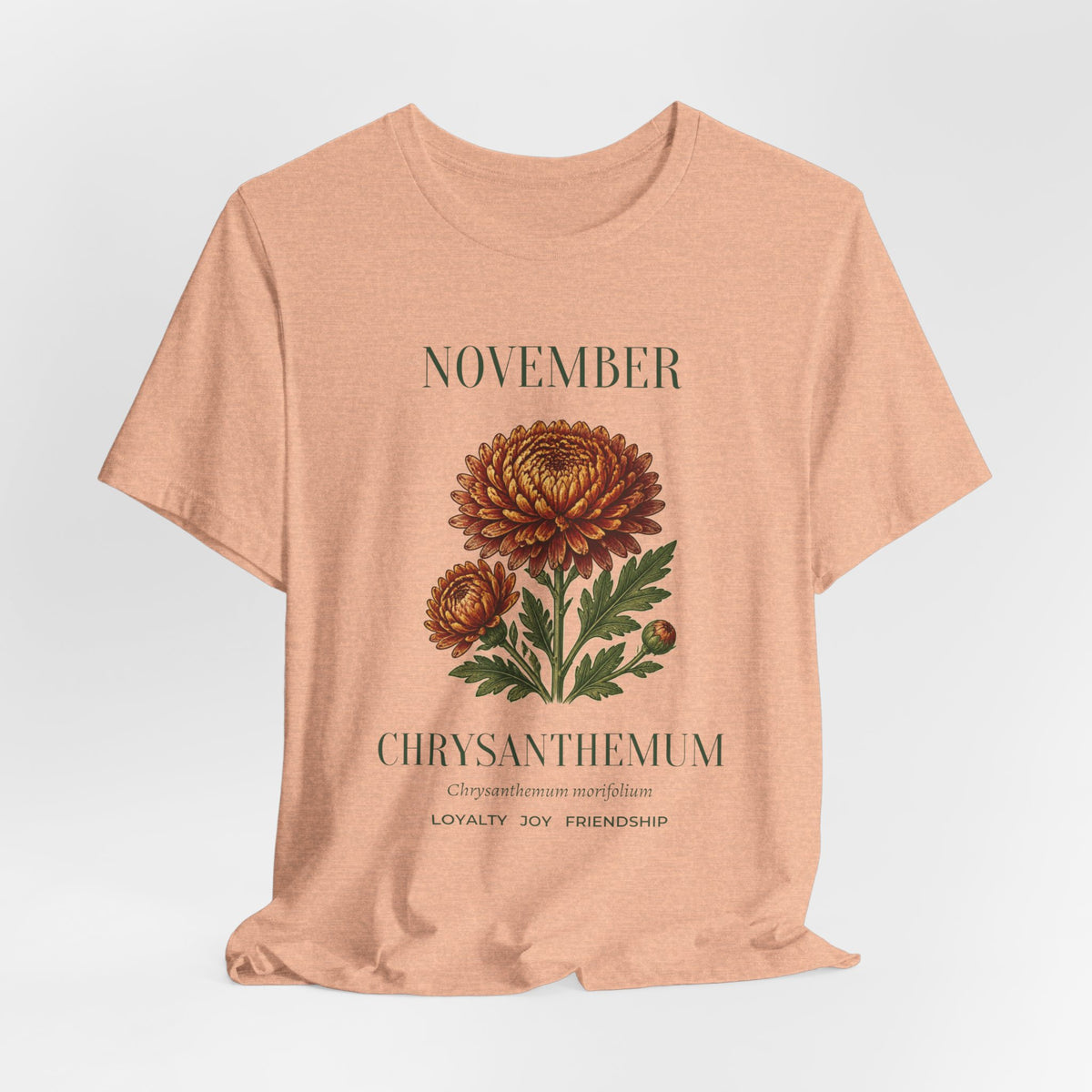 November Birth Flower Tee | Chrysanthemum Celestial Design | Birthday Gift