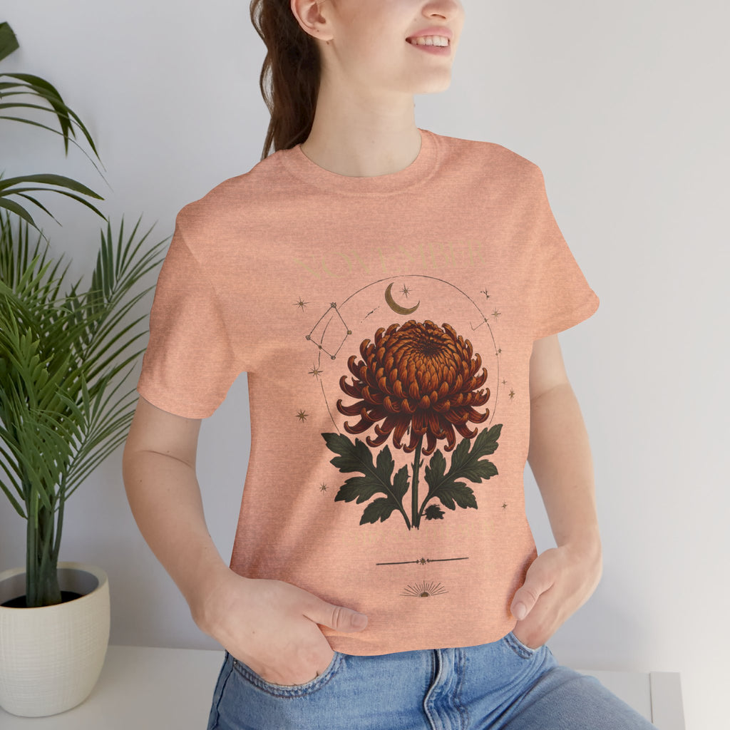 November Birth Flower Chrysanthemum Tee — Floral Birth Month T-Shirt