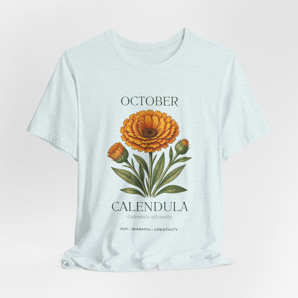 October Birth Flower Tee | Marigold & Cosmos Celestial Design | Birthday Gift