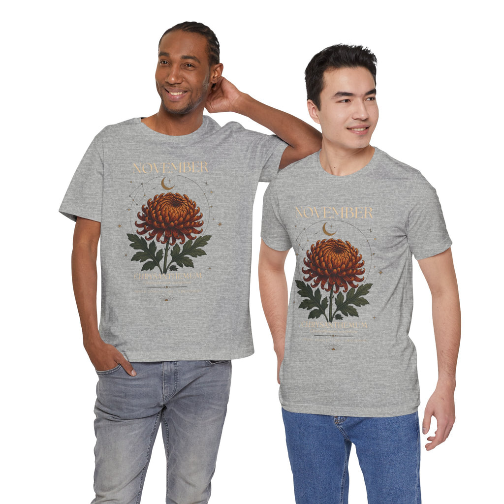 November Birth Flower Chrysanthemum Tee — Floral Birth Month T-Shirt