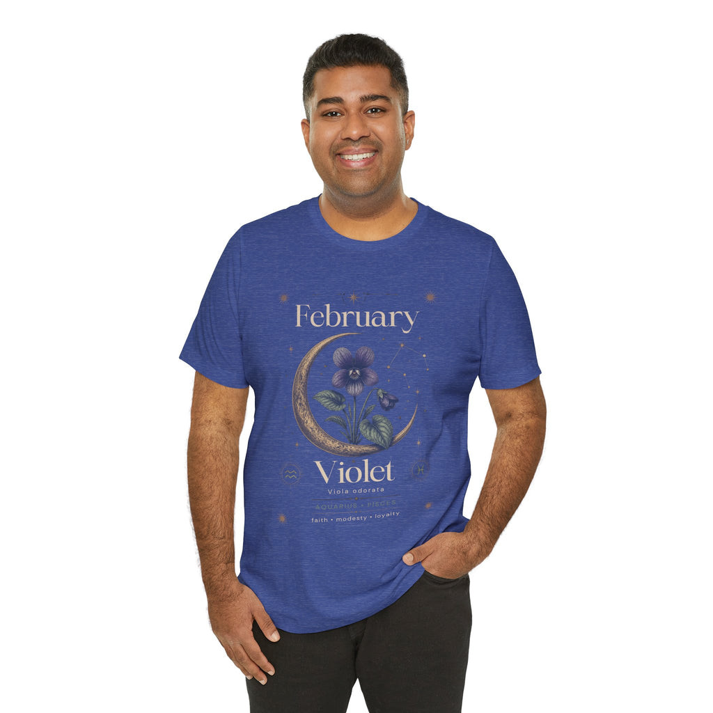 February Birth Flower Tee | Violet Botanical Design | Birthday Gift