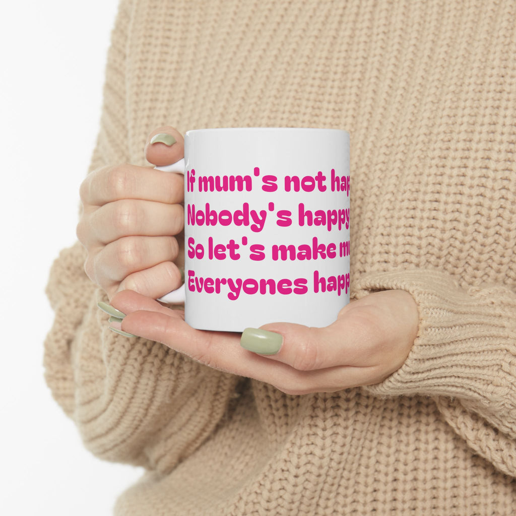 If Mama's Not Happy Funny Pink Typography Mug | Ceramic Coffee Cup