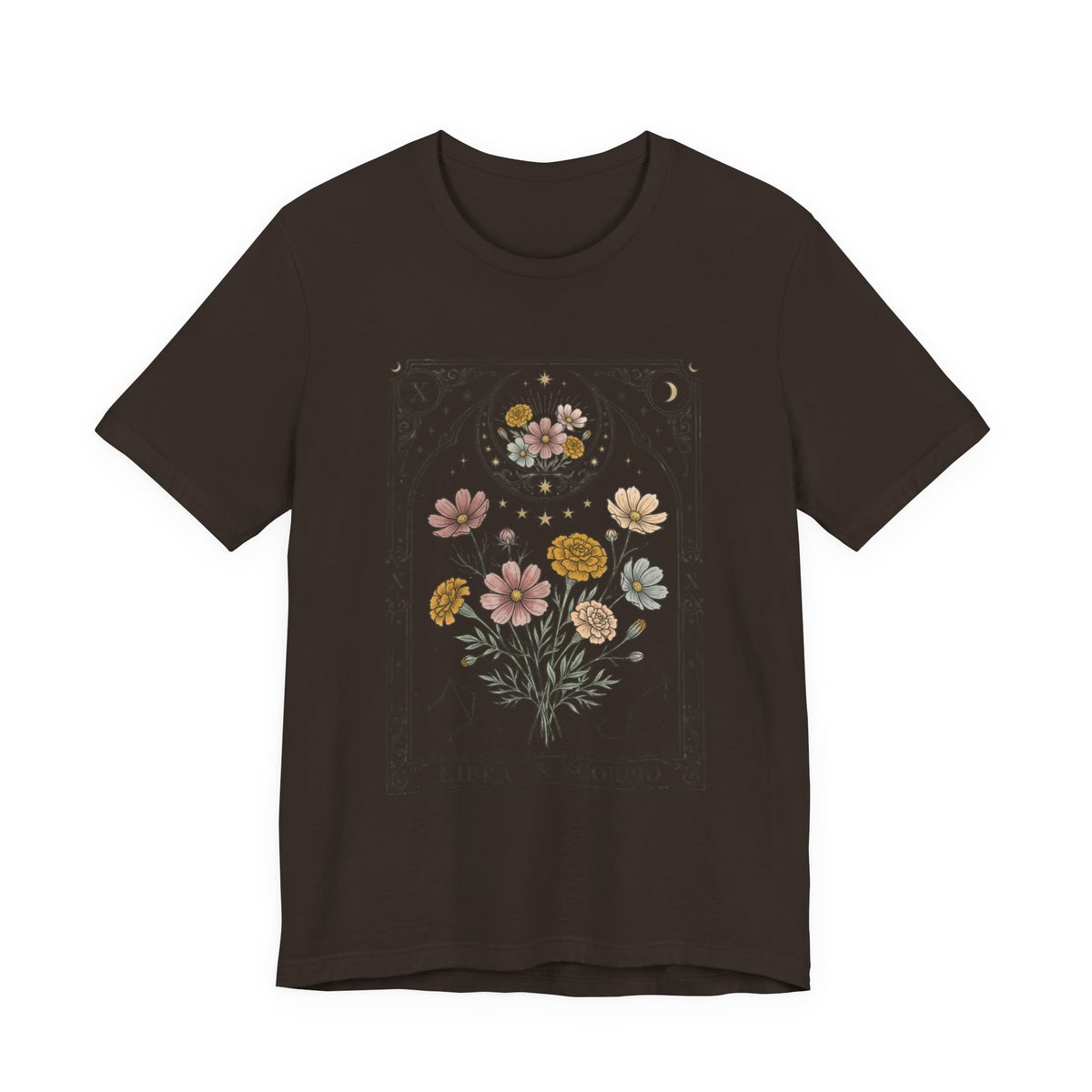 October - Libra & Scorpio Floral Zodiac Birth Flower T‑Shirt — Botanical Horoscope Tee