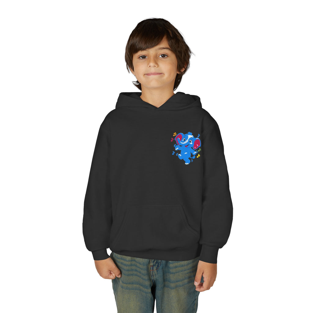 Kids Patriotic Elephant Hoodie – Blue Red USA Spirit Youth Sweatshirt