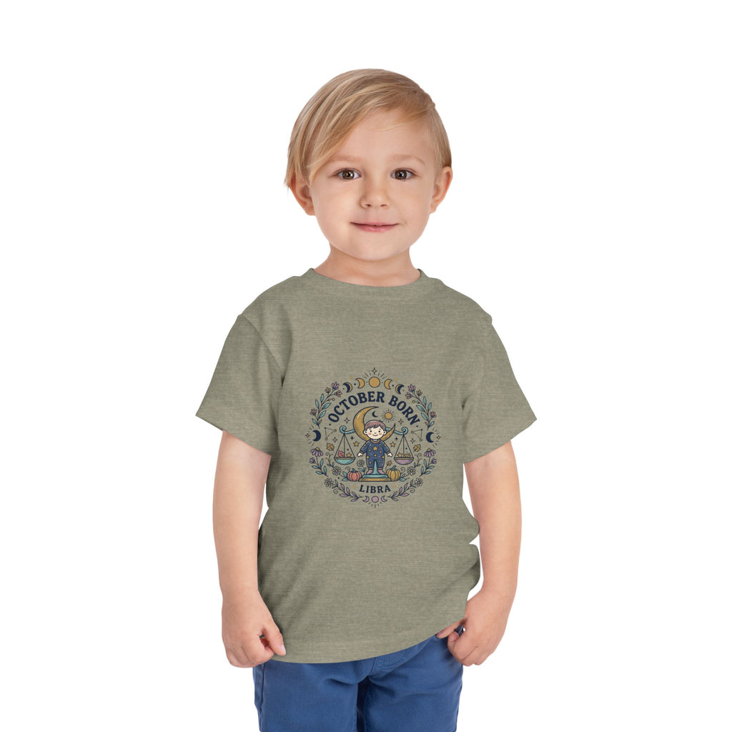 October Born Libra moon phases toddler tee | Zodiac Libra design