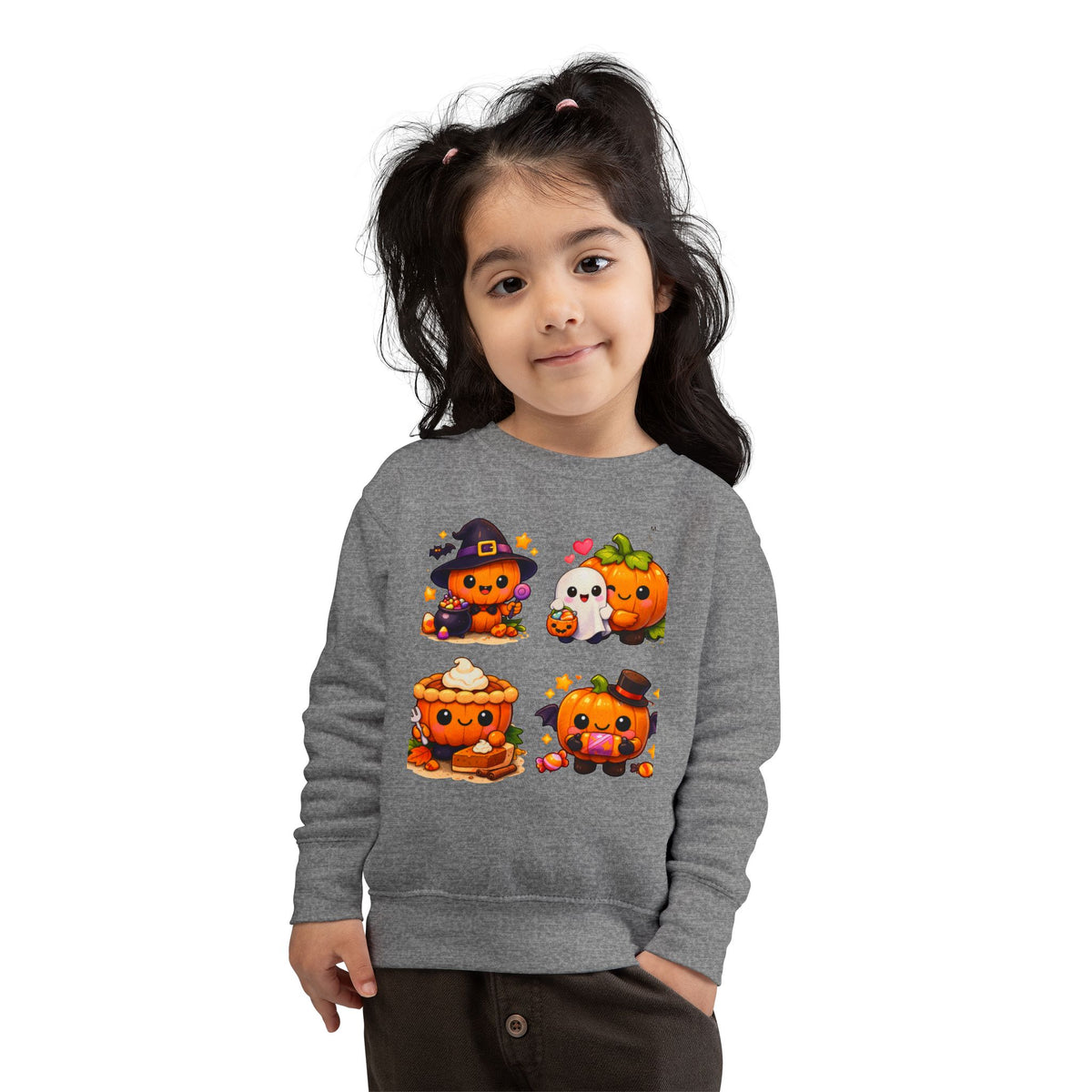 Cute Halloween Pumpkin Characters Toddler Sweatshirt | Kids Pullover