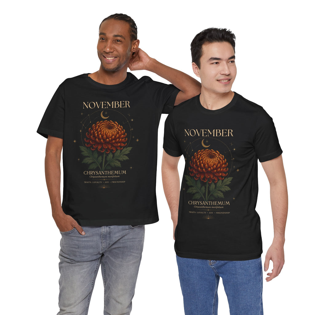 November Birth Flower Chrysanthemum Tee — Floral Birth Month T-Shirt