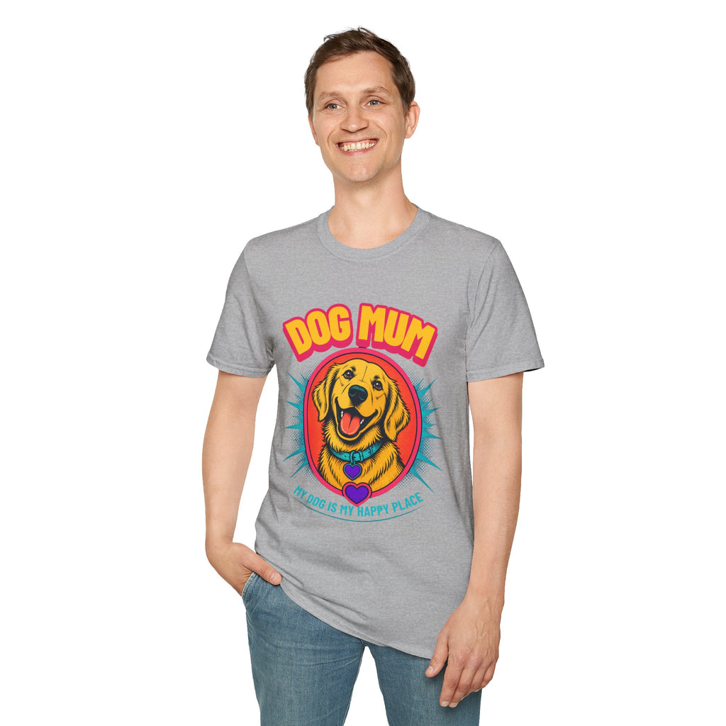 Dog Mum Golden Retriever T-Shirt | Cute Retro Dog Portrait, Pet Lover Tee