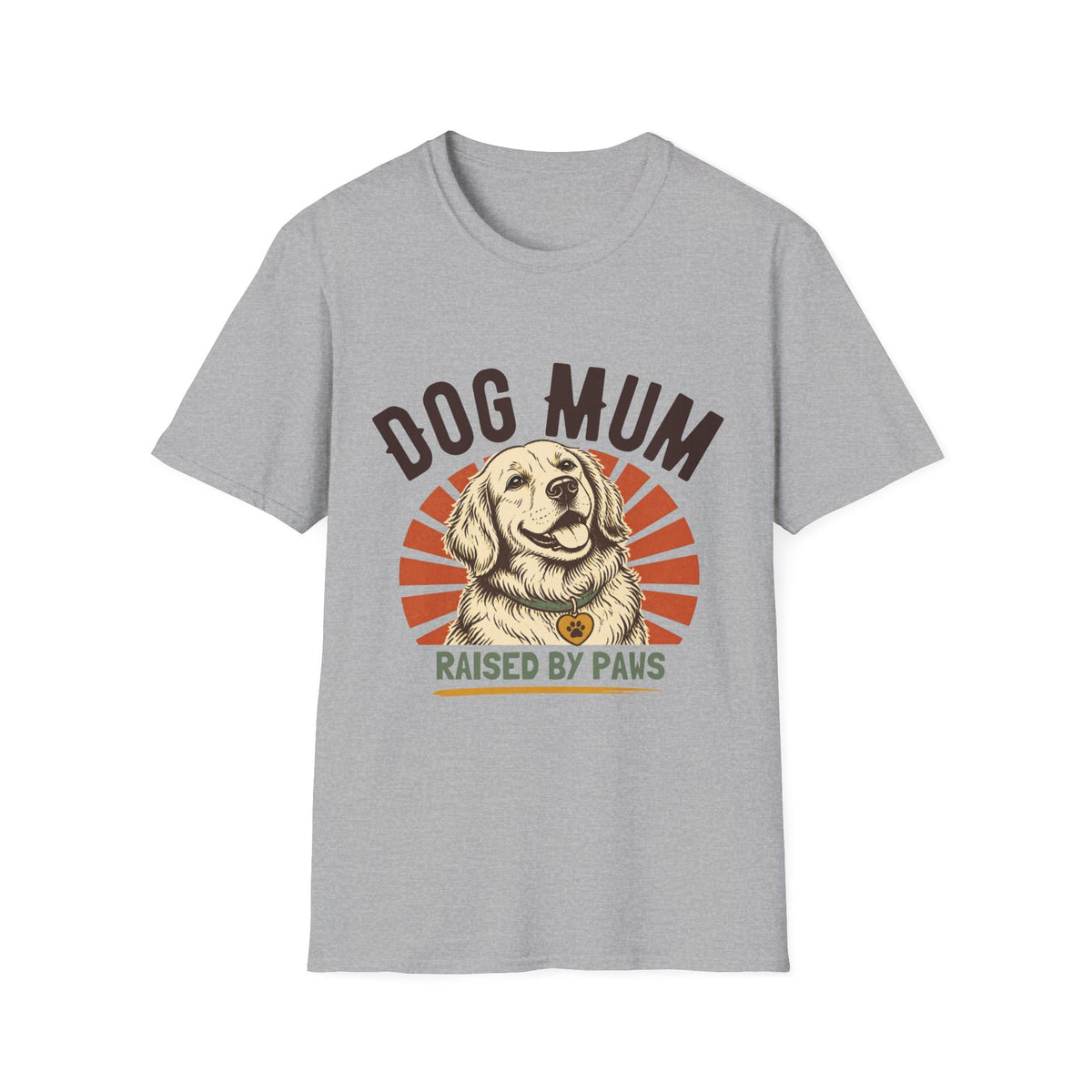 Dog Mum Raised By Paws T-Shirt | Golden Retriever Retro