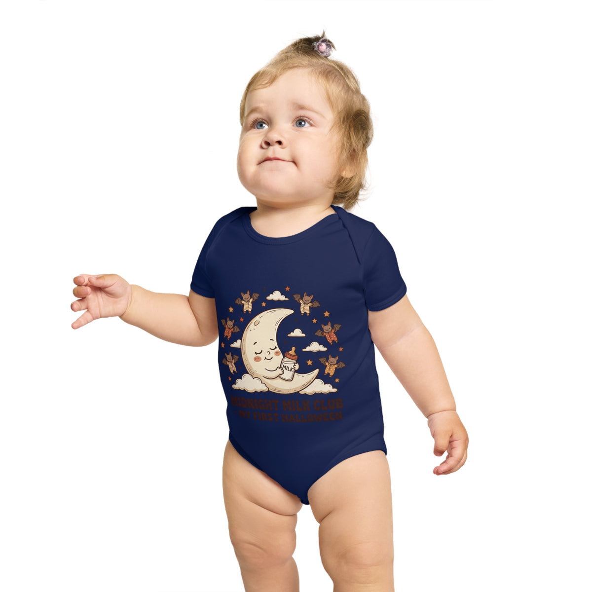 Halloween Baby Bodysuit — "Midnight Milk Club: My First Halloween" Cute Moon & Cupcake Infant One-Piece