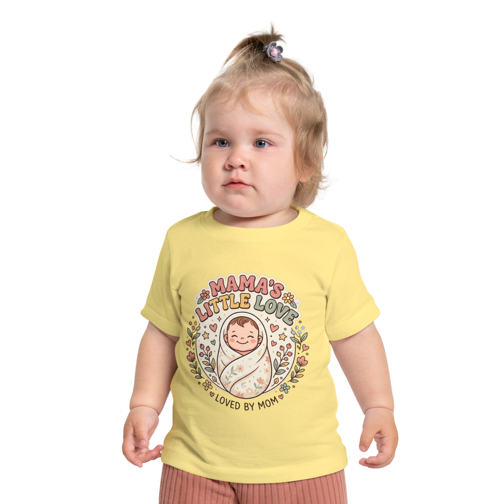 Mama's Little Love baby short sleeve t-shirt | Loved by Mom, floral swaddle design