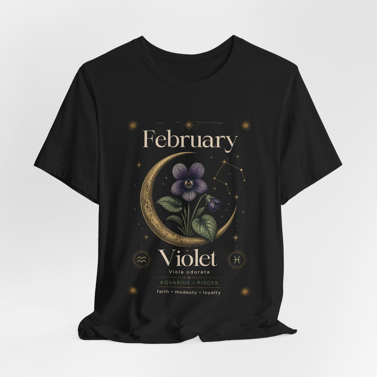 February Birth Flower Tee | Violet Botanical Design | Birthday Gift