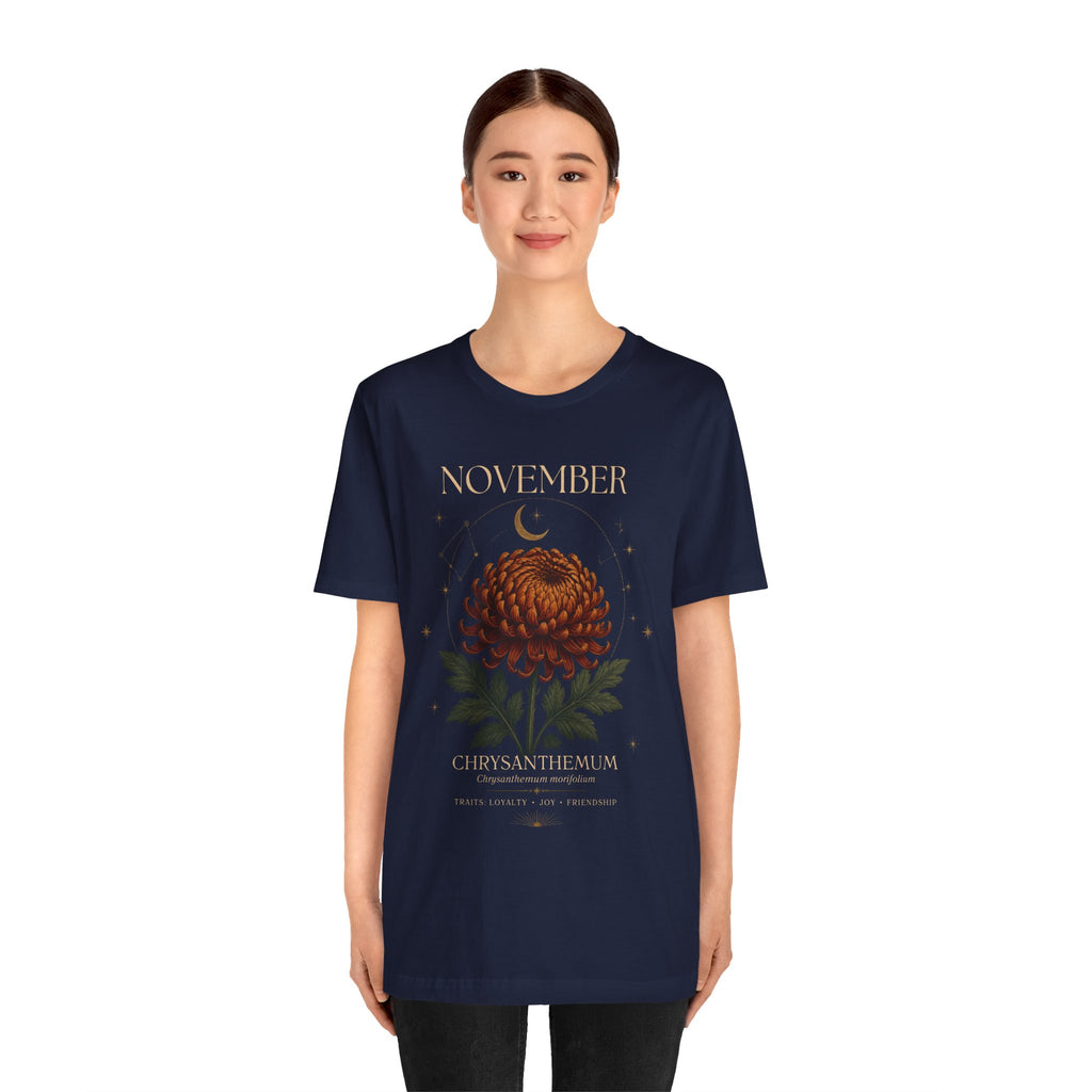 November Birth Flower Chrysanthemum Tee — Floral Birth Month T-Shirt