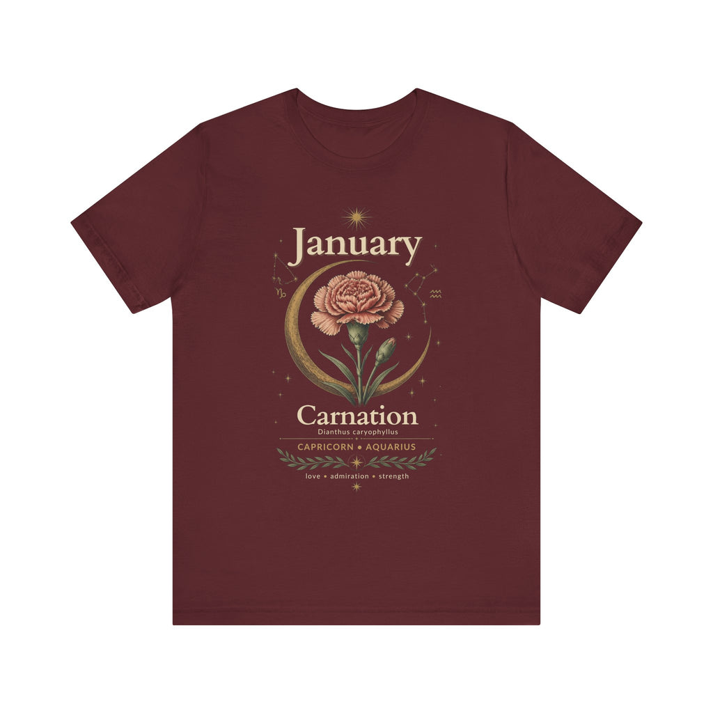 January Birth Flower - Carnation T-Shirt — Birth Month Flower Tee
