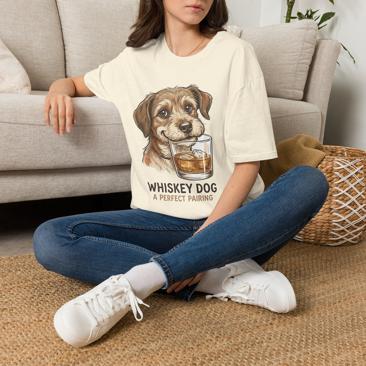 Whiskey Dog A Perfect Pairing T-Shirt | Dog & Whiskey Illustration