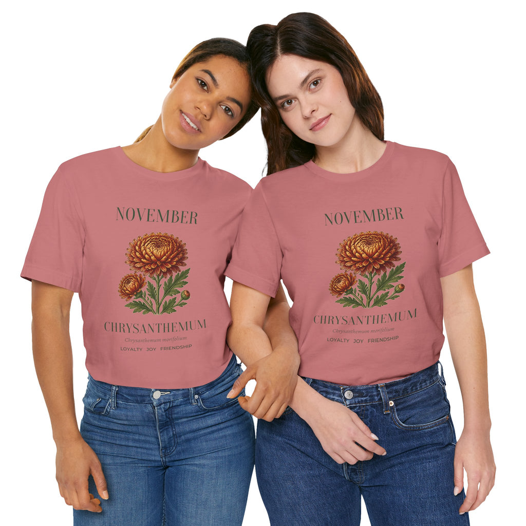 November Birth Flower Tee | Chrysanthemum Celestial Design | Birthday Gift