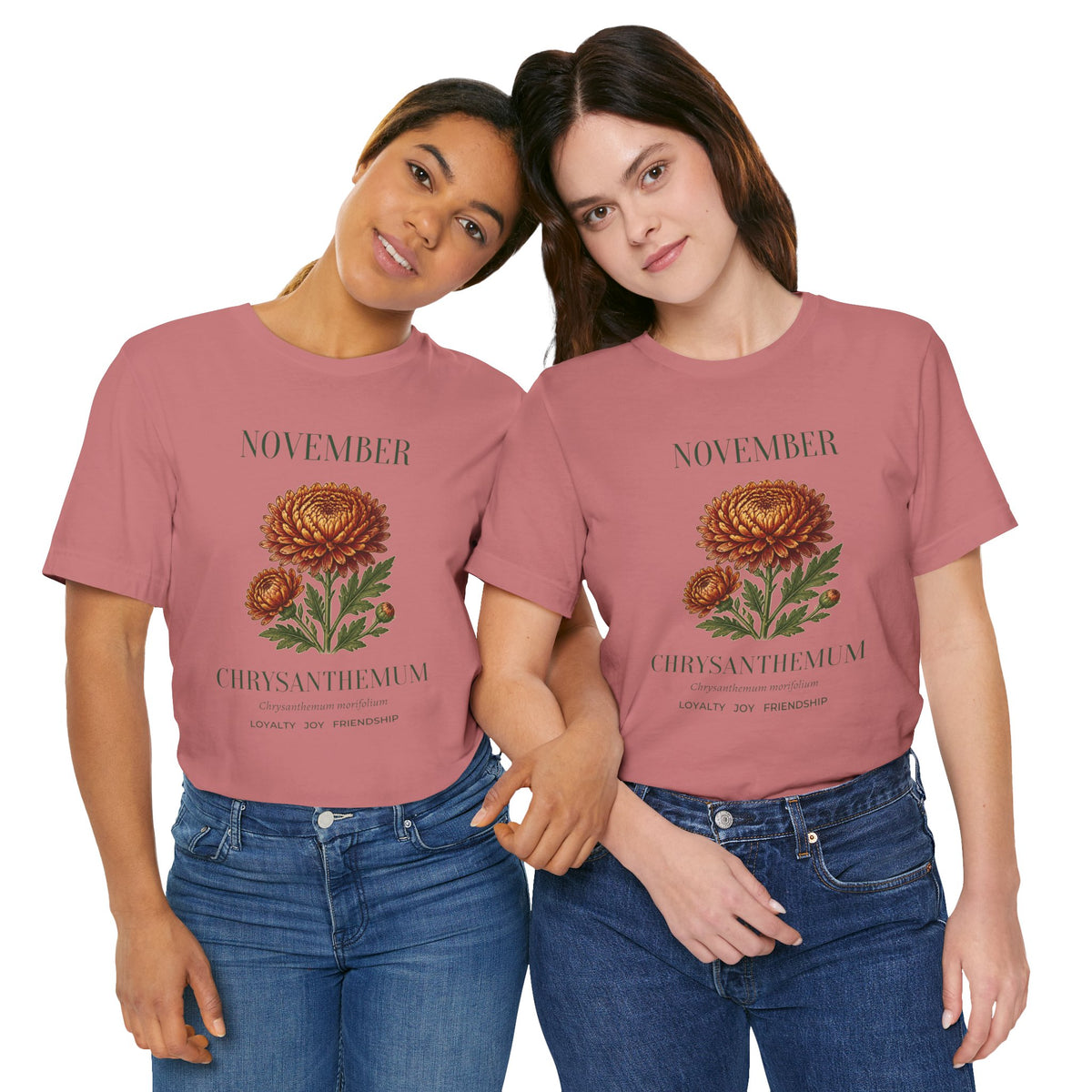 November Birth Flower Tee | Chrysanthemum Celestial Design | Birthday Gift